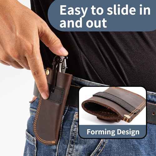 Leather Knife Sheath for Belt,Pocket Knife Holder,Heavy Duty Folding Knife Sheath Belt Holder,Knife Holster EDC Knife Case Folding Pocket Knife sheaths Gift for Men.