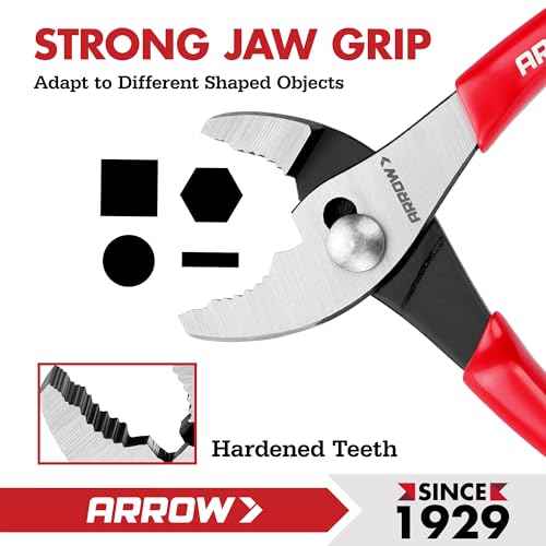 ARROW 6" Slip Joint Pliers, Small Pliers with Thick Dip-Grip Handle, High Carbon Steel, Strong Grip Jaws, Pliers Tool for Gripping, Loosening Nuts and Bolts, Cutting Steel Wire