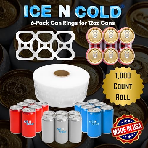 6-Pack Rings (1000ct Roll) Universal Fit for 12oz Beer/Soda Cans | Ice N Cold