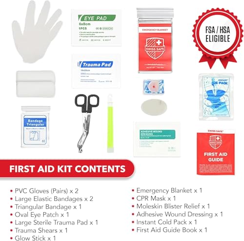 Swiss Safe 2-Pack Large Hardcase 348-Piece First Aid Kit for Camping, Travel & Car Emergency