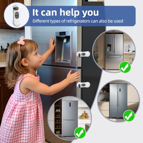 NiceTCU 5-Pack Child Proof Refrigerator Lock - White, Easy Install, No Damage