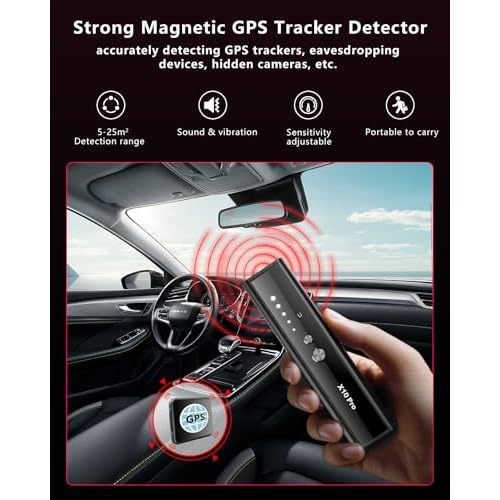 Hidden Camera Detectors with Screen Display, Anti Spy Camera Finder, Bug Detector, GPS Tracker Detector with Flashlight, Hidden Device Detector for Travel, Hotel, Airbnb, Office, Car