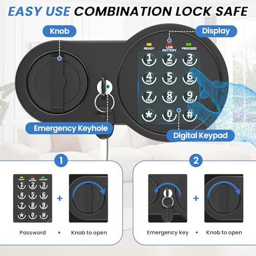 Mitlvge 17.55'' Home Safe Box with Digital Keypad, 3.2 Cu Ft, Fireproof & Pry-Proof Safe - Basic Model