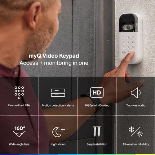 Chamberlain myQ Smart Garage Video Keypad with Wide-Angle Camera & Custom PIN, Smartphone Control