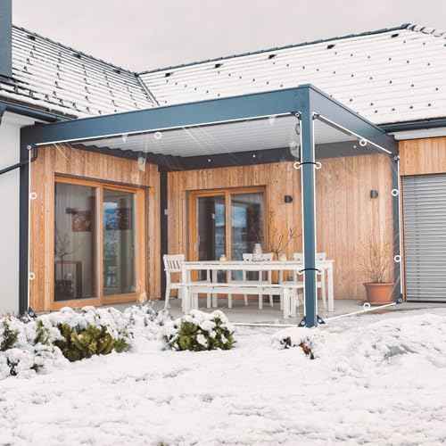 8x10ft Clear Plastic Tarps Heavy Duty Waterproof, 14 Mil PVC Vinyl Clear Tarps with Grommets, Winter Pation Porch Enclosure Panel, Transparent Rainproof Canopy Fabric for Outdoor Porche, Chicken Coops