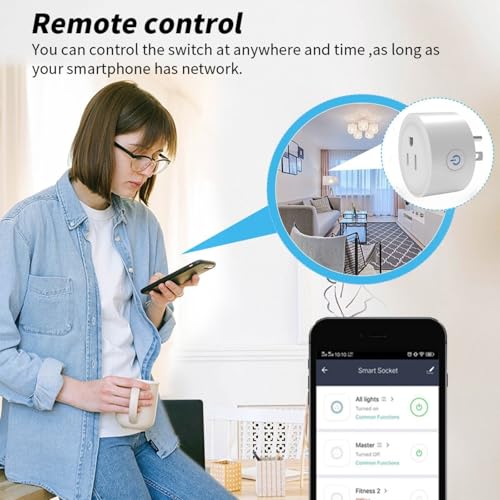 Sanofuturion WiFi Smart Plug 2-Pack, Compatible with Alexa & Google Home, Remote Control & Timer, No Hub Required