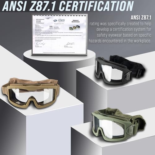 Lancer Tactical AERO 3mm Thick Lens Eye Protection Safety Goggle ANSI Z87 1 Rated Industry Standard w/Anti-Scratch Shield