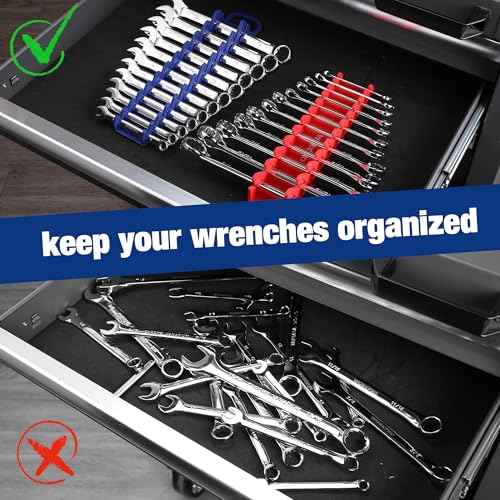 WORKPRO 2-Pack Magnetic Wrench Organizer, 12-Piece Gripper Wrench Holder for Stubby or Line Wrenches, Quality Wrench Rack Fits for SAE (1/4¡± to 15/16¡±) and Metric (6mm to 24mm), Flexible Teeth