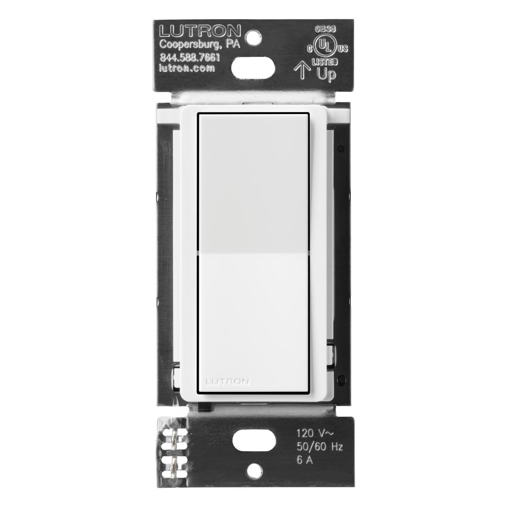 Lutron Caseta Smart Claro Accessory Switch for 3 way – For use only with Diva Smart Dimmer or Claro Smart Switch, DVRF-AS-WH, White