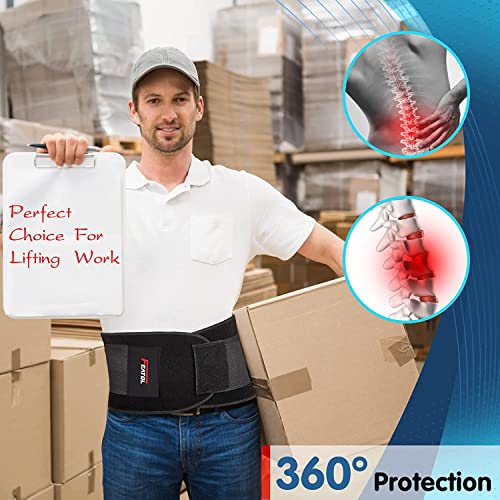 FEATOL Back Brace for Men & Women, Lower Back Support, Sciatica Pain Relief, Black Large/X-Large