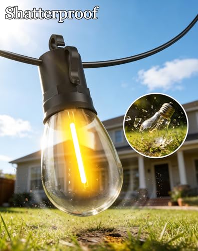 VGUXG 50ft Waterproof Solar String Lights with 15 Sockets - Outdoor Patio Decor