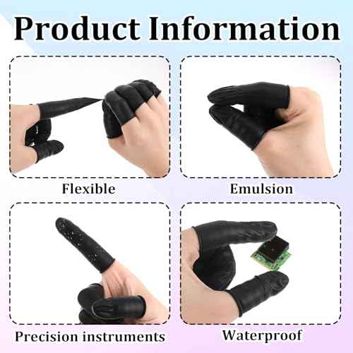 400 Pcs Black Finger Cots Large Finger Condoms Rubber Fingers Tip Covers Gloves Protectors Fingers Sleeve Thumb Cover for Handmade Crafting Painting
