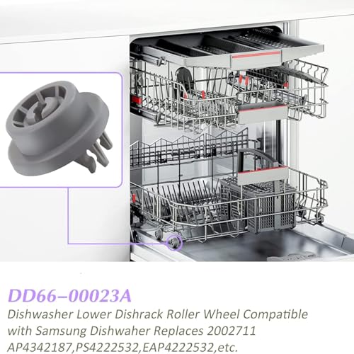 Sunniswi 8-Pack DD66-00023A Lower Dish Rack Wheel Set for Samsung Replace Part DD61-00222A