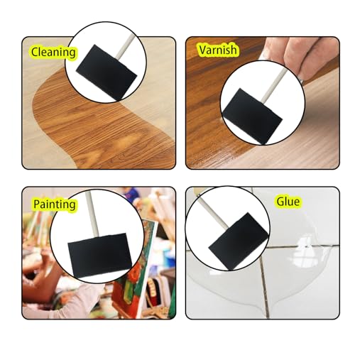 8 Pcs Foam Paint Brushes, 4 Sizes Wood Handle & Sponge-Tipped, 2 Each of 1", 2", 3", 4", Foam Brushes for Staining, Varnishes, Large Area Painting and DIY Craft Projects