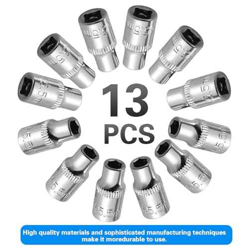 [13pcs] Durable 5.5mm Socket, 1/4 socket set,Shallow Socket 1/4 Inch Drive 5.5mm 6 Point, CORROSION RESISTANCE