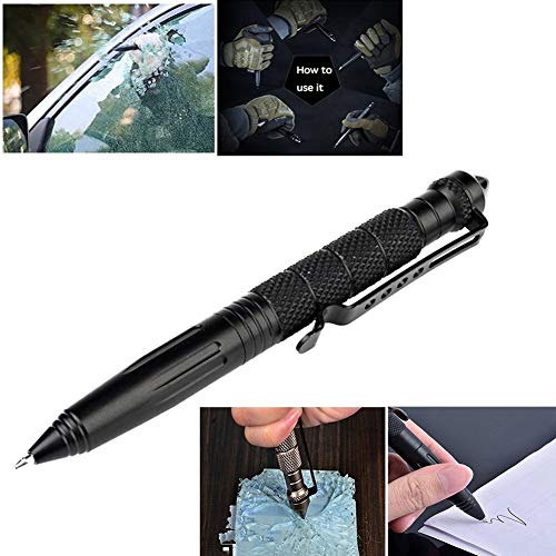 Black KEPEAK Tactical Pen with Glass Breaker & 6 Refills – Self Defense & Emergency Survival Tool