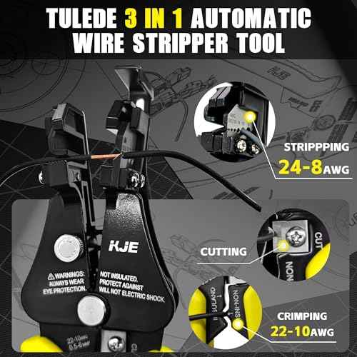 KJE Automatic Wire Stripper/Wire Cutter, 3 in 1 Adjustable Wire Stripper Tool for 8-24 AWG Solid and Stranded Electrical Wire | 10-22 AWG Wire Crimping Tool