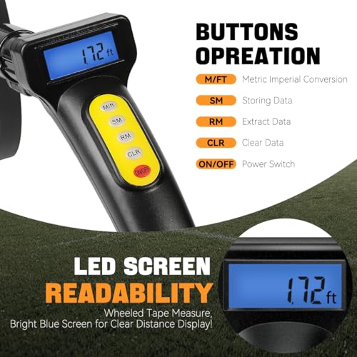 Auto Dynasty Digital Measuring Wheel 3-Section Folding with Backpack, Backlit LED Display