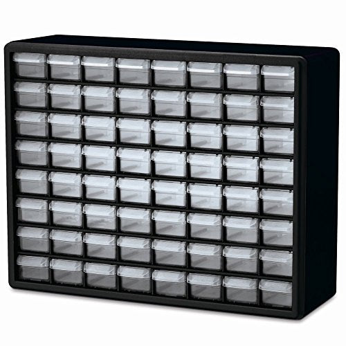 Akro-Mils 64-Drawer Plastic Parts Storage Cabinet, 20 x 6 x 16 in, Black