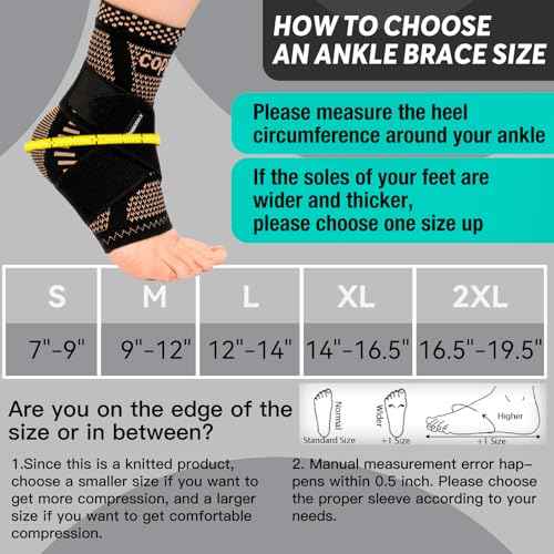 INDEEMAX Ankle Brace for Women & Men, Ankle Compression Sleeve Support Copper Infused Ankle Brace for Sprained Ankle, Plantar Fasciitis Sports, Achilles Tendonitis Pain Relief, Copper Black, M