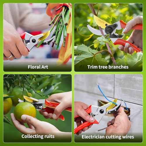 Bypass Pruning Shears, 8.5" SK5 Professional Garden Shears, Garden Clippers, Gardening Shears, Garden Scissors, Heavy Duty Handheld Pruning Shears For Gardening