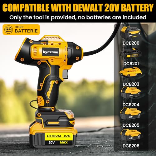 Byczone 160 PSI Tire Inflator for Dewalt 20V Max Battery - Yellow