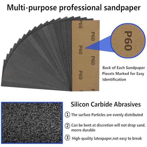 30PCS 150 Grit Sandpaper, 9 x 3.6 Inch Wet Dry Coarse Sand Paper for Wood Furniture Finishing Drywall Metal Sanding Paper, Automotive Sandpaper Sheets