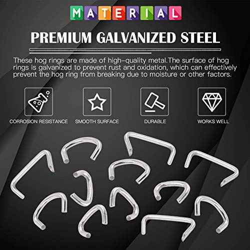 Glarks 1000Pcs 3/4'' Upholstery Steel Hog Rings kit for Auto Upholstery, Bungee Cord, Fencing, Animal Pet Cages, Meat Bags, DIY Craft, Furniture and More (3/4'' Hog Rings)