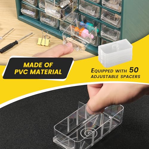 Kaimenhong 25-Grid Deep Green Drawer Parts Cabinet with 50 Dividers