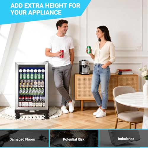 Nefish Mini Fridge Stand, Adjustable 16–24.38 in, 4-Foot Black Pedestal for Washer/Dryer
