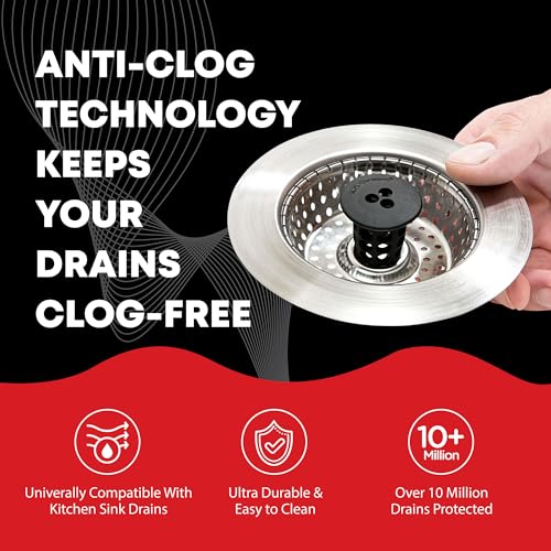 Kitchen SinkShroom 1-Pack Black Stainless Steel Sink Strainer - Clog-Free