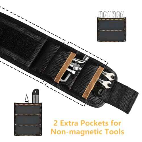 Magnetic Wristband for Holding Screws, Nails & Tools, Strong Magnets, Red