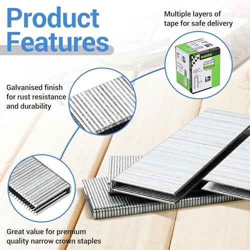 meite 18 Gauge 1/4-Inch Narrow Crown Staples, 1-1/2-Inch Length Galvanized Staples for Heavy Duty and Upholstery (4,000 Counts)