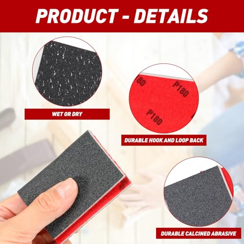 24 Pcs Sanding Sponge Block Set 80-3000 Grit Wet Dry Abrasive for Wood Metal Auto