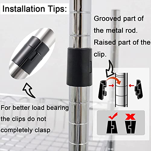 WAFJAMF 8 Pack Wire Shelf Lock Clips for 1" Post - Replacement Shelf Clips