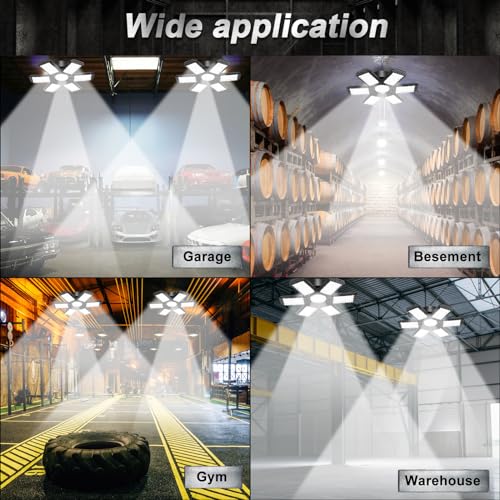 AUDLES 200W Garage Ceiling LED Lights 2 Pack, 6500K Bright Adjustable Fixture
