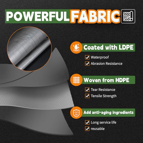 RAINDEWAY Heavy Duty Waterproof Tarp 10x12 Feet, 10 Mil Silver or Brown Finish