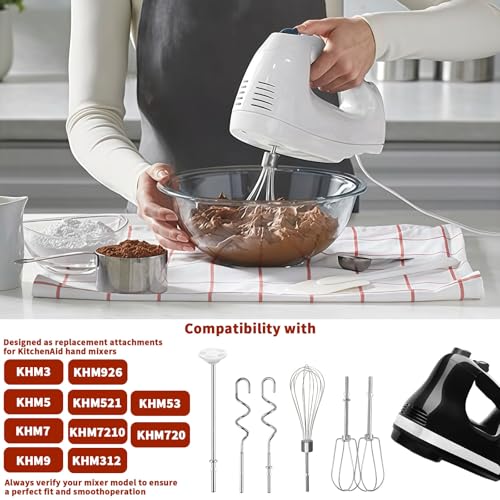 KitchenAid Hand Mixer Attachments Set of 6 – Beaters, Whisk, Rod & Dough Hooks (LRWZOV)
