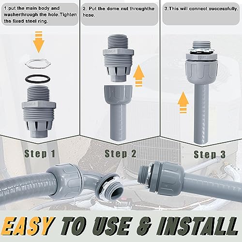 Feotech 1/2 Inch 25 Ft Liquid-Tight Conduit Kit with Fittings for Outdoor Electrical Wiring