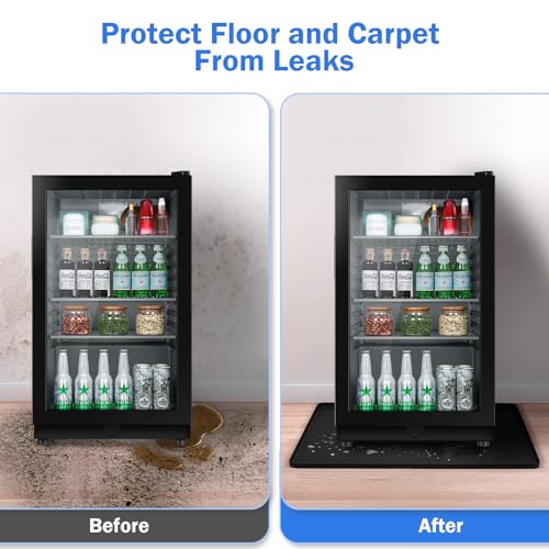 Sptnabv 23.6 x 19.7 in Mini Fridge Mat with Raised Edge – Leakproof Silicone Under Fridge Tray (Black, 23.6" x 19.7")