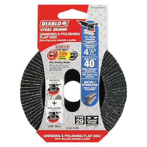 Diablo Steel Demon Flap Disc with Standard Hub for Metal, Fast Material Removal & Polishing - Ultra Coarse, 40-Grit, 4-1/2" Diameter, 7/8" Arbor, Type 29 Hub - DCX045040N01F