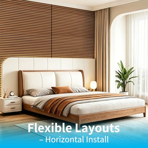 Art3d 47 x 23.6 Inch Chestnut Acoustic Wood Slat Wall Panel 4-Pack