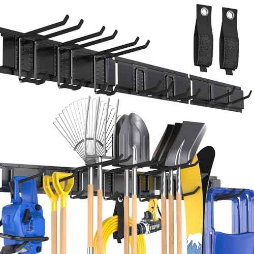 Garage Storage, Wall Mount Tool Storage Rack, 48 Inch Heavy-Duty Garage Organization Hook Set with Adjustable Rails, Tool Organizers and Storage Broom Holder Wall Mount, Gifts for Men