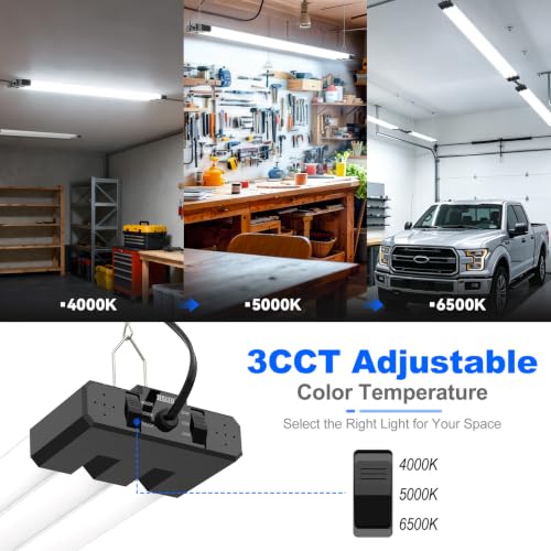 JESLED 4FT LED Shop Lights Black 7500LM, Adjustable 3CCT & Wattage, ETL Certified