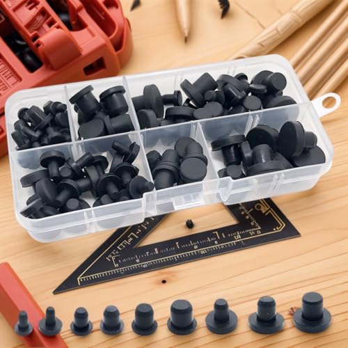 MONEXIO Black Silicone Rubber Hole Plugs Set - 9 Sizes T-Type Waterproof Caps