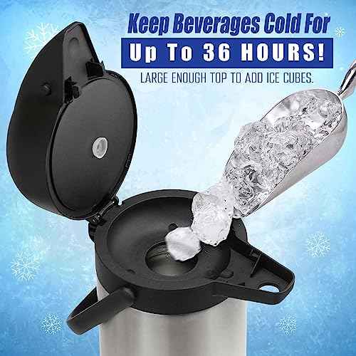 Coffee Carafe for Keeping Hot - 102oz/3L Airpot Coffee Dispenser with Pump - Insulated Stainless Steel Hot Beverage Dispenser for Parties - Thermal Carafe for Hot Drinks Water Tea Chocolate