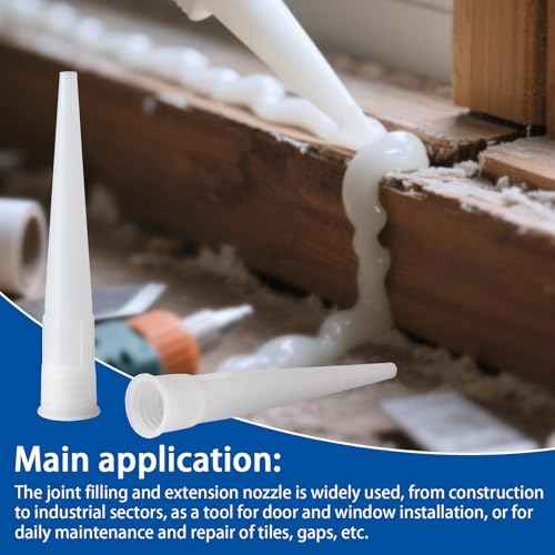 QDiShi Caulking Nozzle Tips 10cm/4inch 30Pcs - Plastic Caulking Gun Extender for Seamless Sealant Application, Caulk Nozzle Tip Tool