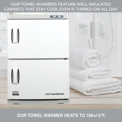 ForPro Professional Collection Expert Double Hot Towel Warmer, 46L Extra Large Capacity, Holds 48 Towels, Rust Resistant Towel Heater with Stainless Steel Racks, 25.5" H x 17.75" W x 11" D, White
