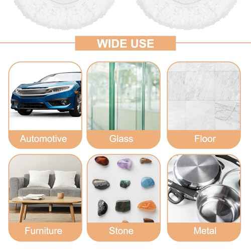 6 Pcs Car Polishing Bonnet Lambs Wool Fleece Buffing Pad Car Buffing Pads Waxing Bonnet Polishing Pads for Furniture Waxing Cleaning (5"- 6")