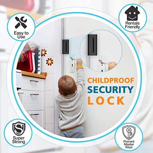 WINONLY Black Front Door Lock Reinforcement Security Lock - Childproof & Heavy Duty